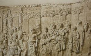 Relief depicting the bridge on the Danube